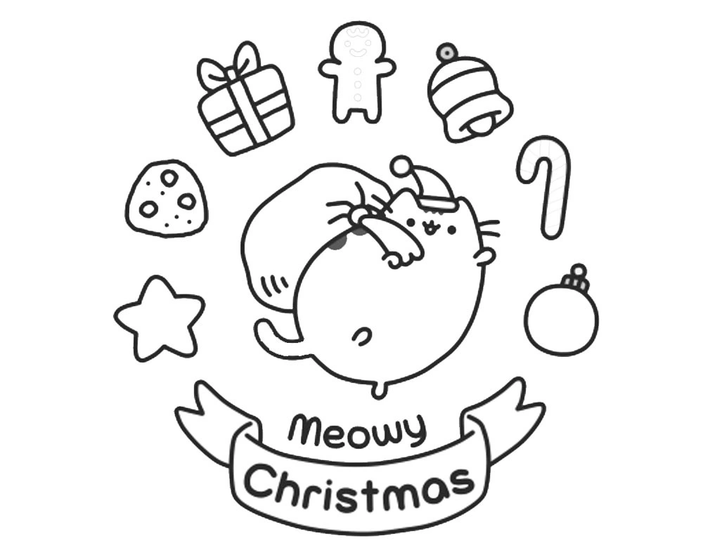 Pusheen pretends to be Santa